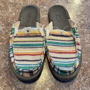 Colorful Striped Sanuk Slip-On Shoes